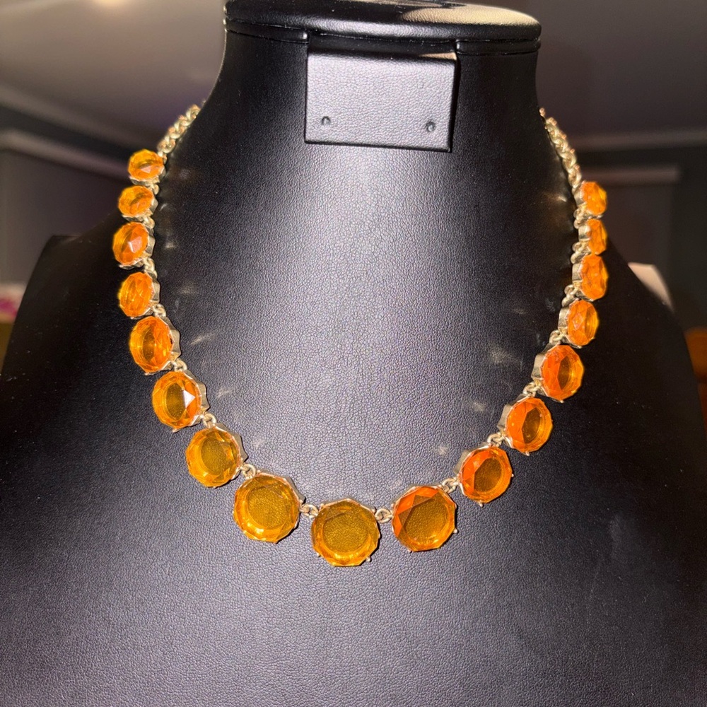 J. Crew Orange Gemstone Statement Necklace
